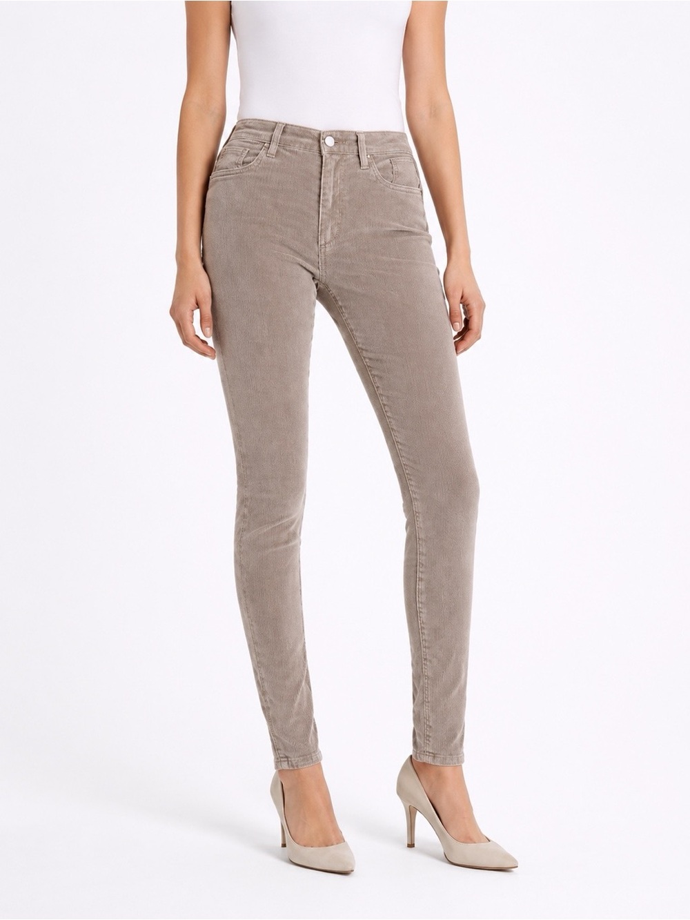 NWT Adriano Goldschmied AG Taupe Tan Farrah Skinny High Rise Corduroy Pants 2